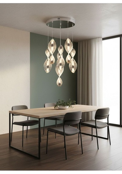 Nuvola Model 6'lı Gümüş 3 Renk Modu Modern Ledli Salon Mutfak Oturma Yatak Odası Led Avize Gümüş