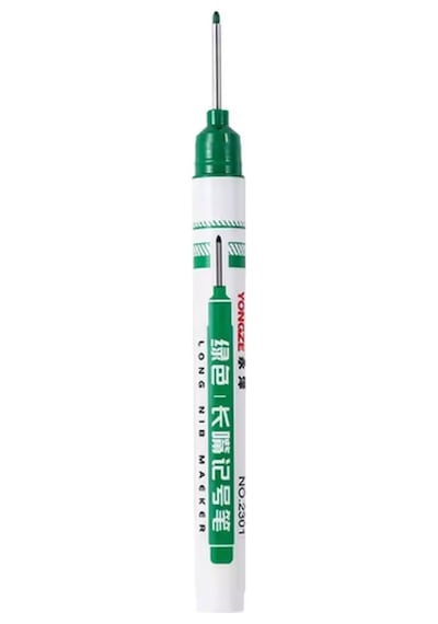 Derin Konum İşaretleme Kalemi, Marangoz, Mobilya, Demir Doğrama, Duvar, 1 Adet, Yeşil Renk