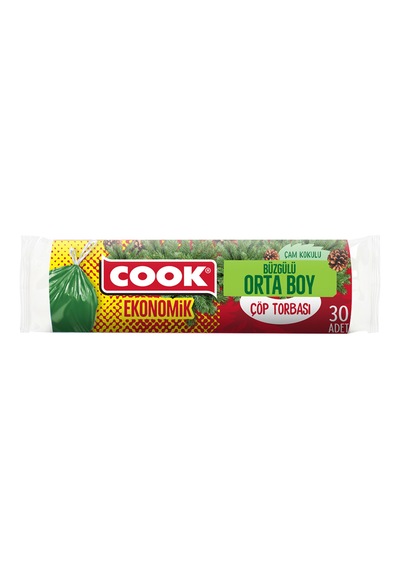 Cook Eko Büzgülü Çöp Torbası Çam Kokusu Orta 30'lu 3 Adet
