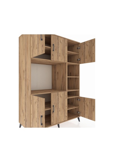 Kronos Dolap 10 Raflı 6 Kapaklı 132x59x195 Çam-çam/çam Çam