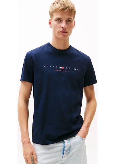 Tommy Hilfiger Tjm Reg Flag Lınear Ss Tee Ext Erkek Mavi T-shirt - Dm0dm21911