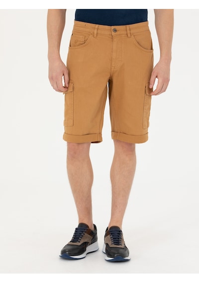 Cacharel Camel Slim Fit Jean Bermuda Şort Kahverengi
