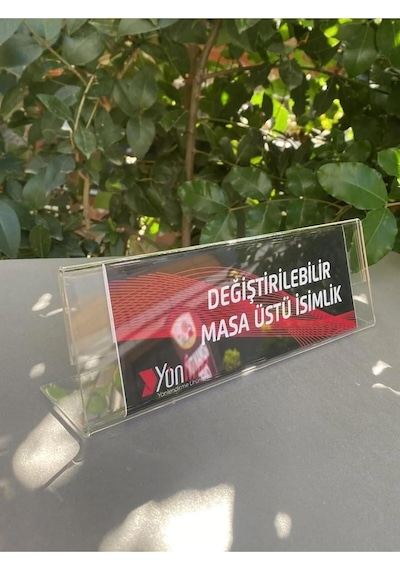 25x8 Cm Şeffaf Pleksi Değiştirilebilir Masaüstü İsimlik Genel