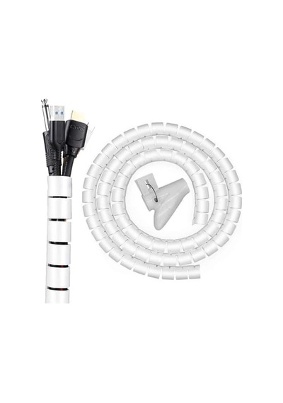 1 Mt X 22 Mm Spiral Boru Kablo Kanalı Kablo Fiş Düzenleyici Toplayıcı Kordon Kablo Tutucu Beyaz 1 Adet