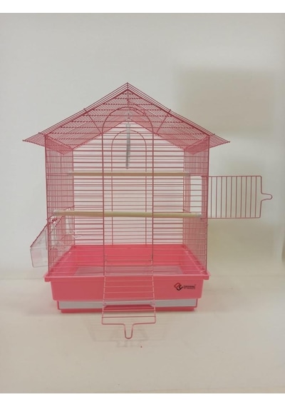 Dayang İki Kapılı Çatılı Kuş Kafesi 35x28x46 Pembe