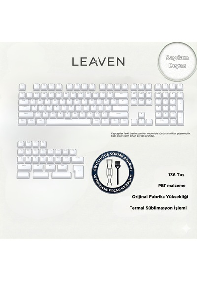 Mekanik Klavye Keycap -136 Tuşlu Kristal Yarı Saydam Beyaz Tuş Takımı