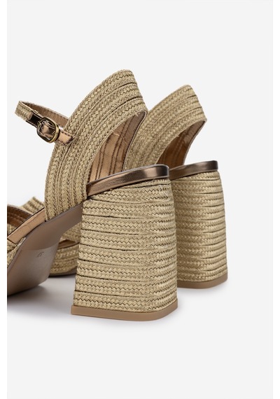 Valmenti Kadın Vegan/tekstil Topuklu Sandalet 1141 Havana-002 Bn Sndlt Y25 Gold Rope Altın