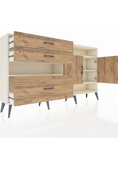 Arges Konsol 4 Raflı 3 Çekmeceli 2 Kapaklı 176x30x99 Aytaşı-çam Aytaşı-çam