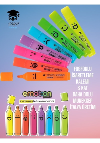 Fosforlu İşaretleme Kalemi 3 Kat Daha Dolu Mürekkep İtalya Üretim Pembe