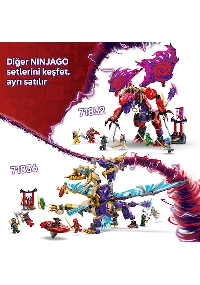 LEGO® NINJAGO® Odak Ark Ejderhası 71836 - 9 Yaş ve Üzeri Çocuklar için 8 Ninja Minifigürü İçeren Yaratıcı Oyuncak Yapım Seti (869 Parça)