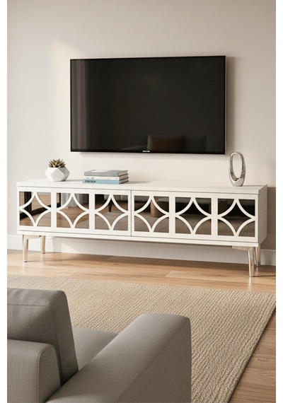 Tsa1236bs - Öztv120 Tv Stand, Tv Sehpası Beyaz - Sılver 120cm