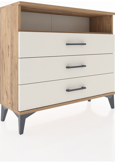 Arges Şifonyer Tek Raflı 3 Çekmeceli 88x30x80 Çam-aytaşı Çam