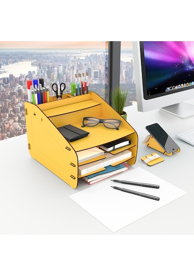 Design Otto Fx Medium Modest 6 Renk Evrak Rafı Masaüstü Organizer Siyah