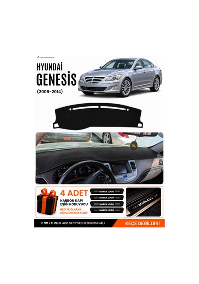 Hyundai Genesis 2008-2014 Uyumlu Torpido Koruma, Torpido Örtüsü, Torpido Kılıfı - Siyah - Hu020