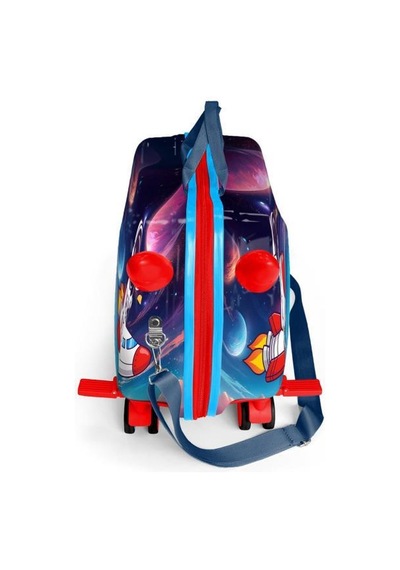 Coral High Kids Kırmızı Lacivert Astronot Desenli Otur-çek Çocuk Valizi 16364 Çok Renkli