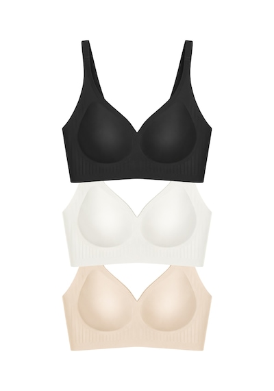 Cottonhill Seamless Bra - Slight Lazer Kesim Dikişsiz Dilim Detaylı Balensiz Kadın Sütyen 3'lü Paket Çok Renkli