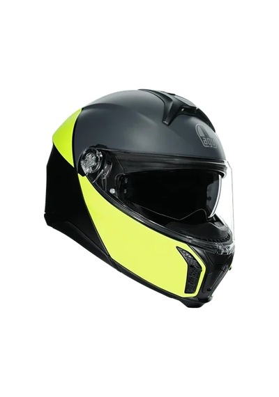 Agv Kask Tourmodular Mlt Balance Matt Blk Ylw Fl Grey Siyah