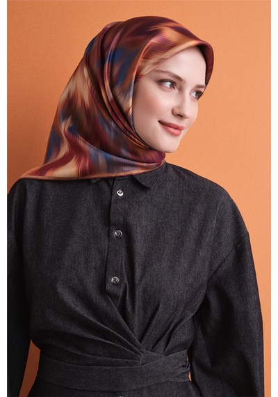Armine Sura İpek Eşarp 2026-2027 - Sonbahar Kış-asm9605 Bordo