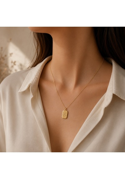 Simurg Jewellery 14 Ayar Altın Harfli Plaka Kolye