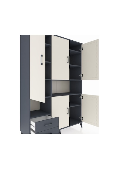 Hyperion Dolap 10 Raflı 2 Çekmeceli 5 Kapaklı 132x44x195 Antrasit-aytaşı/antrasit Aytası/antrasıt Hyperion Dolap 10 Raflı 2 Çekmeceli 5 Kapaklı 132x44x195 Antrasit-aytaşı/antrasit Aytası/antrasıt