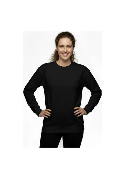 Lyvean Bisiklet Yaka 3 İplik Penye Sweatshirt Siyah