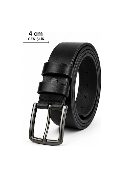 Zenna Tarz Erkek Hakiki Deri 4 Cm Klasik Kemer Metal Tokalı Günlük Ve Klasik Kullanım Siyah