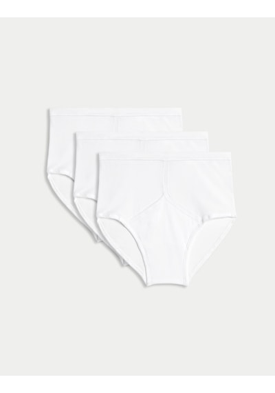 Marks & Spencer 3'lü Saf Pamuklu Staynew Brief Külot Seti T14006600d Beyaz