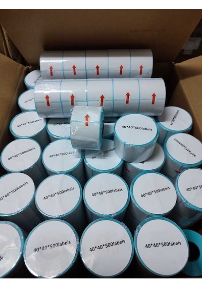 Barkod Etiket Sticker 40x40 Mm Lamine Termal Etiket 1 Rulo 500 Tam Adet 1
