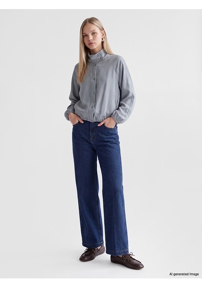 Lcw Vision Yeşil Dik Yaka Oversize Kadın Ceket