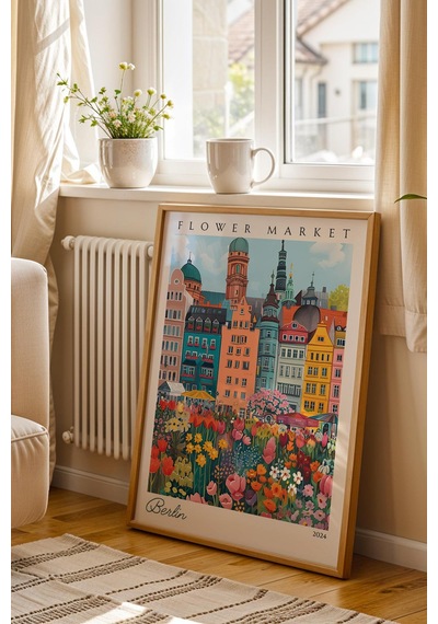 Berlin Almanya Çerçeveli Tablo Seyahat Severlere Salon Ve Ofis İçin Estetik Duvar Dekoru Travel Flower Market