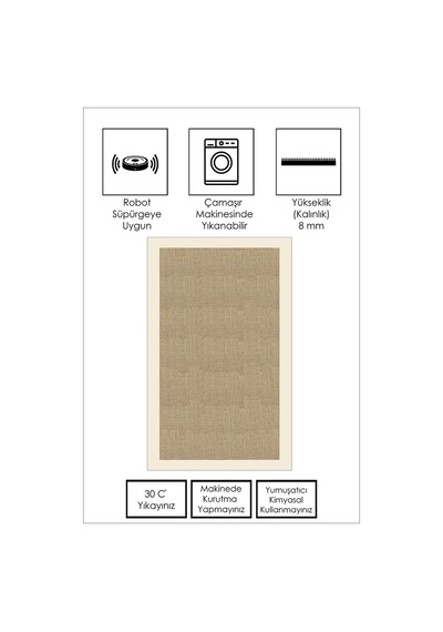 West Home Dijital Baskı Yıkanabilir Kaymaz Taban Salon Halısı Mutfak Halısı Koridor Halısı Wh 455 Beige