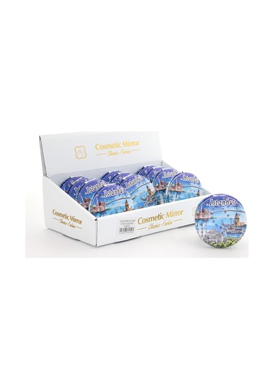 1 Adet El Aynası Taşlı İstanbul Tasarımı Kalın Model 7x7 Cm Boyutlu Makyaj Aynası Ve Hand Mirror Altın