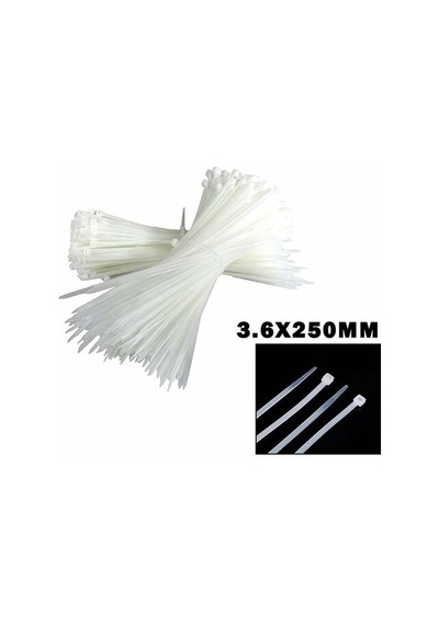 500 Adet 3.6x250 Mm Beyaz Plastik Kelepçe Cırt Kelepçe Kablo Bağı