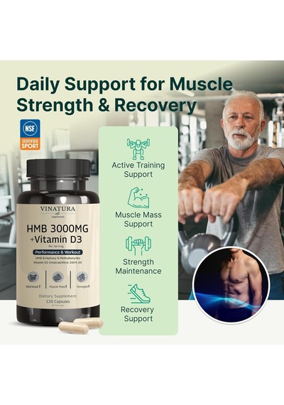 Vınatura Hmb 3000mg Muscle Defense With Hmb Beta-hydroxy Beta-methylbutyrate Vitamin D3 1600 Iu Labs