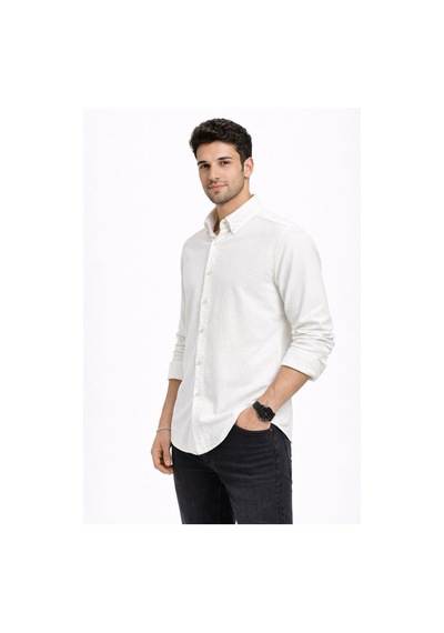 Classics Men Plus Barkod Uzun Kol Slim Fit Erkek Gömlek - 7578 Beyaz