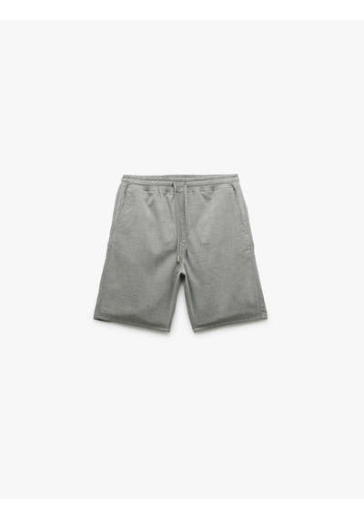 Koton Viskon Karışımlı Cep Detaylı Bermuda Slim Fit Beli Bağcıklı Şort Gri 5sam40017hw Gri