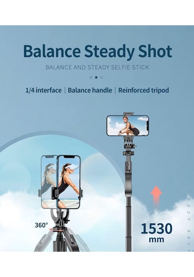 L16 Selfie Çubuğu Uzaktan Kumandalı 157 Cm Tripod Özçekim 360 Derece Alüminyum Masa Üstü Tripod 9M938ATDiğer