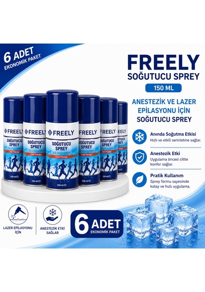 Freely Soğutucu Sprey 150 Ml, Anestezik Ve Lazer Epilasyonu İçin Soğutucu Sprey 6 Adet