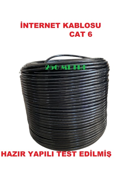 200 Metre Cat 6 Dış Ortam Internet Modem Kablosu Pc Uçları Takılı Test Edilmiş 0,57 Mm