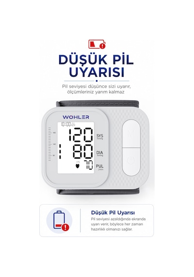 Wohler Bilekten Ölçer Dijital Tansiyon Aleti , Nabız Ölçer , 2 X 120 Ölçüm Hafıza , Saklama Kutulu