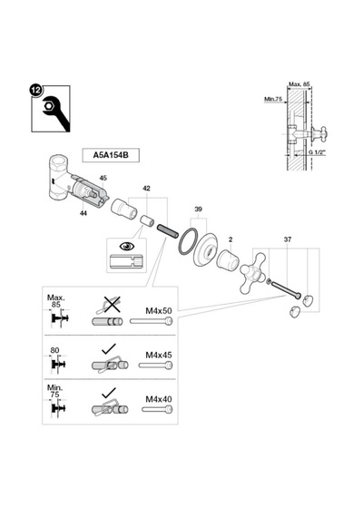 Roca Carmen A5A154BC00 Ankastre Stop Valf Krom İç Set Dahil Krom