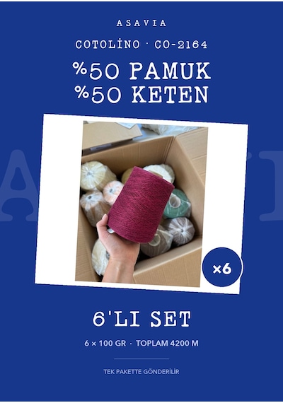 Lana Gatto Cotolino Örgü İpi 6'lı Set 6 X 100 Gr %50 Pamuk %50 Keten Co-2164