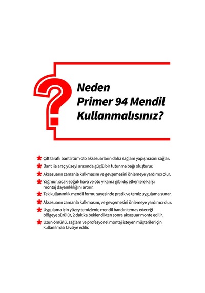 Primer 94 Çift Taraflı Bant İçin Yapışma Arttırıcı/kuvvetlendirici Mendil 5 Adet