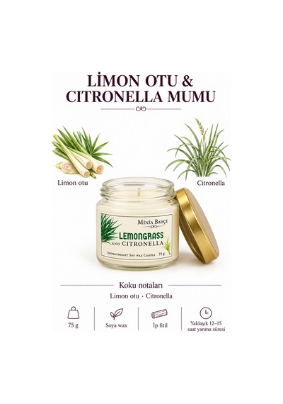 Limonotu & Citronella Yağı Soya Mumu, 75gr 000 Açık Krem