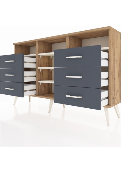 Arges Konsol 5 Raflı 6 Çekmeceli 132x30x83 Çam-aytaşı/antrasit Aytaşı/antrasit Arges Konsol 5 Raflı 6 Çekmeceli 132x30x83 Çam-aytaşı/antrasit Aytaşı/antrasit