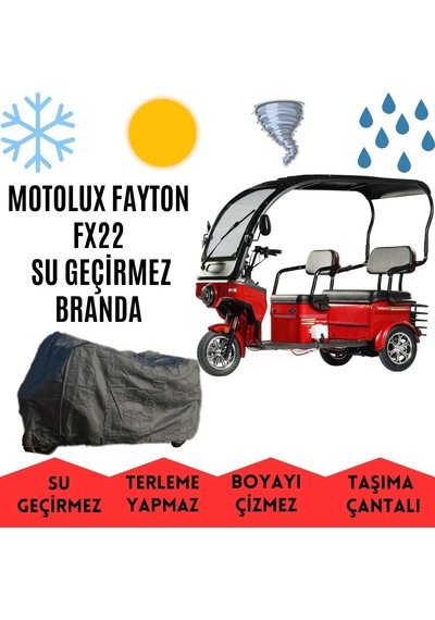 Motolux Fayton Fx22 Kabinli 3 Tekerlekli Motor Brandası Su Geçirmez