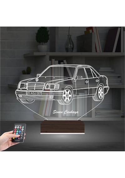 Luvivia Mercedes Araba E Seri Kişiye Özel 3d Lamba - Masa Gece Lambası Şeffaf