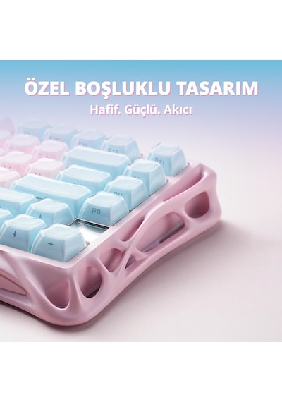 Gravastar Mercury K1 Lite Rgb Kablosuz Mekanik Gaming Klavye, İngilizce Q, Lumen Rose