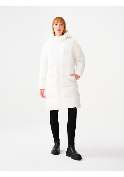 Loose Fit Kadın Mont Beyaz