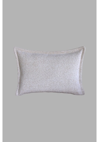 Kırlent Kılıfı - Çift Taraflı Şönil Kumaş 35x50 Cm Gizli Fermuarlı Dekoratif Ev Aksesuarı Krem